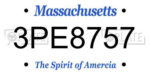 3PE8757 Massachusetts License Plate