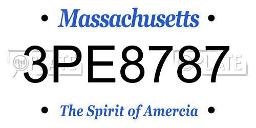 3PE8787 Massachusetts License Plate