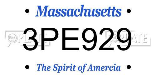 3PE929 Massachusetts License Plate