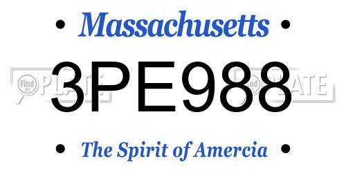 3PE988 Massachusetts License Plate
