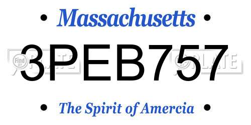 3PEB757 Massachusetts License Plate