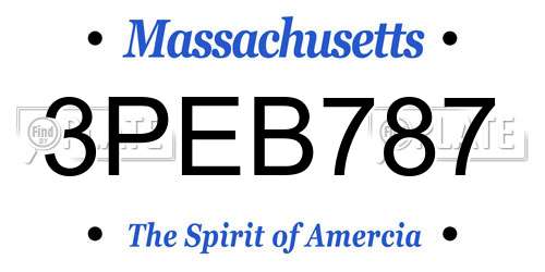 3PEB787 Massachusetts License Plate