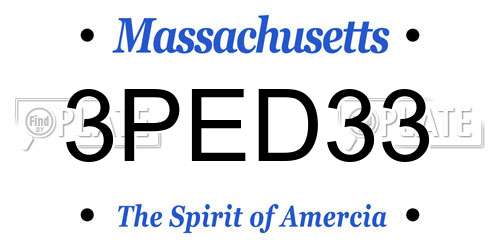3PED33 Massachusetts License Plate