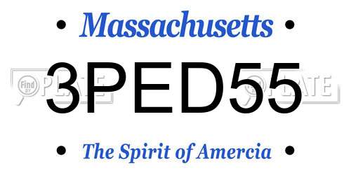 3PED55 Massachusetts License Plate