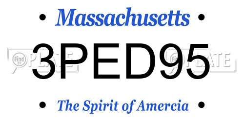 3PED95 Massachusetts License Plate