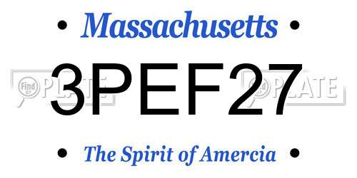 3PEF27 Massachusetts License Plate