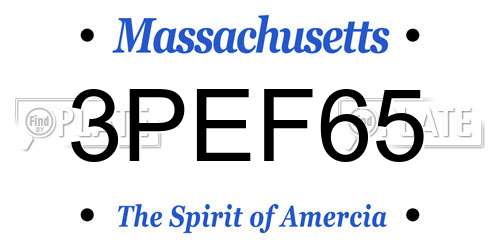 3PEF65 Massachusetts License Plate