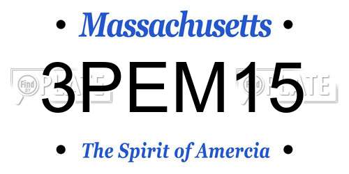 3PEM15 Massachusetts License Plate