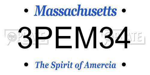 3PEM34 Massachusetts License Plate