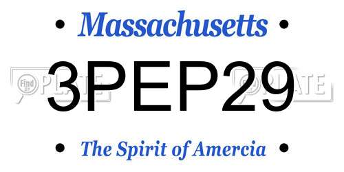 3PEP29 Massachusetts License Plate