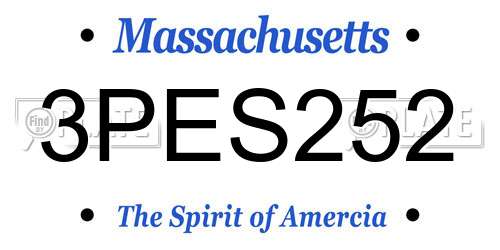 3PES252 Massachusetts License Plate