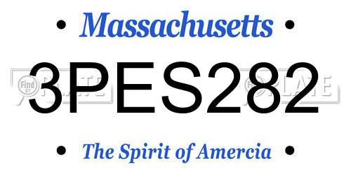 3PES282 Massachusetts License Plate