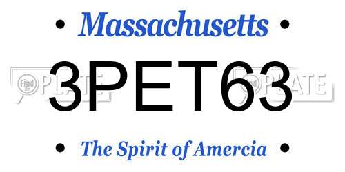 3PET63 Massachusetts License Plate