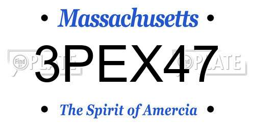 3PEX47 Massachusetts License Plate