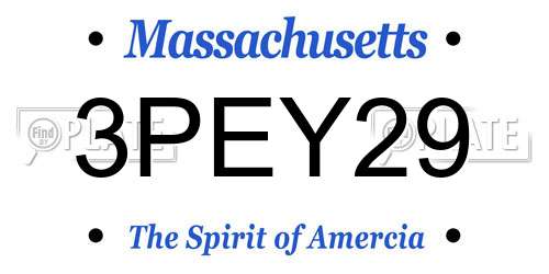 3PEY29 Massachusetts License Plate