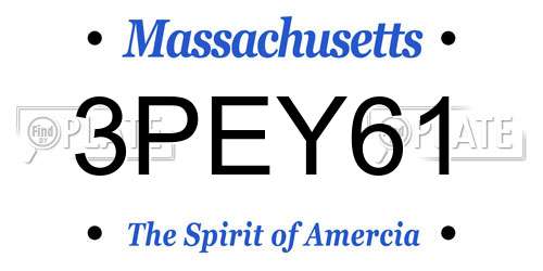 3PEY61 Massachusetts License Plate