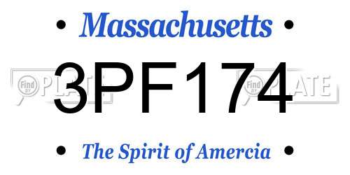 3PF174 Massachusetts License Plate