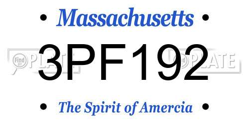 3PF192 Massachusetts License Plate