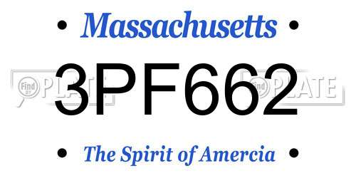 3PF662 Massachusetts License Plate