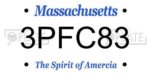 3PFC83 Massachusetts License Plate
