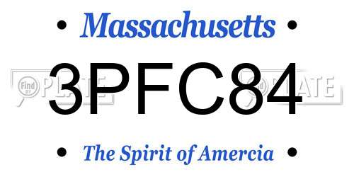 3PFC84 Massachusetts License Plate