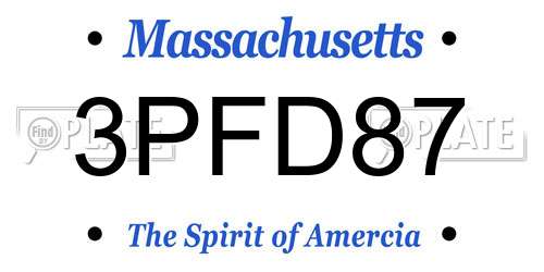 3PFD87 Massachusetts License Plate