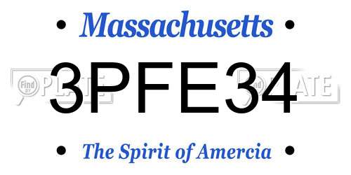 3PFE34 Massachusetts License Plate