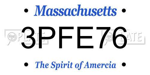 3PFE76 Massachusetts License Plate