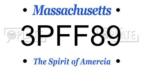 3PFF89 Massachusetts License Plate