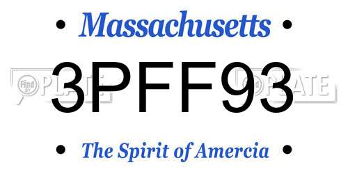 3PFF93 Massachusetts License Plate