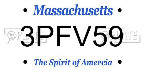 3PFV59 Massachusetts License Plate