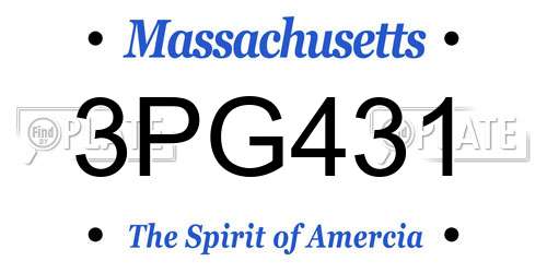 3PG431 Massachusetts License Plate