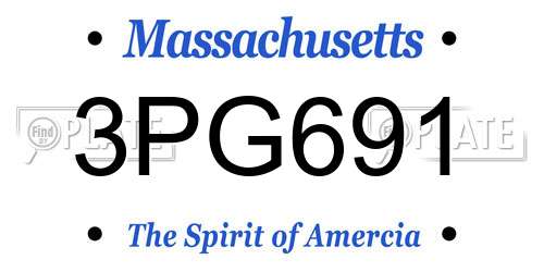 3PG691 Massachusetts License Plate