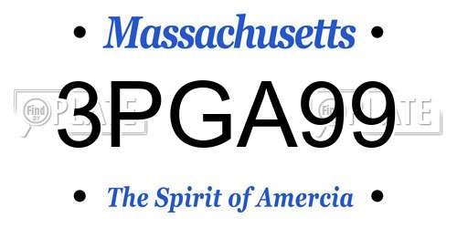 3PGA99 Massachusetts License Plate