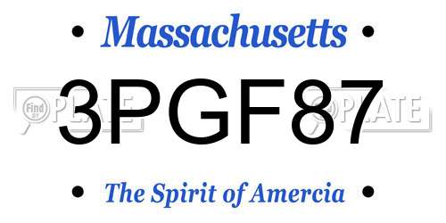 3PGF87 Massachusetts License Plate