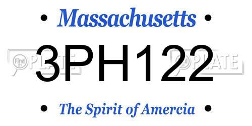 3PH122 Massachusetts License Plate