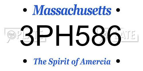 3PH586 Massachusetts License Plate