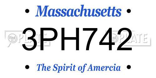 3PH742 Massachusetts License Plate