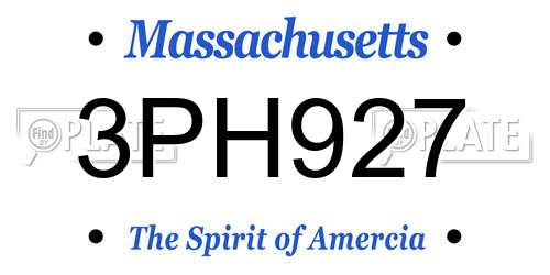 3PH927 Massachusetts License Plate