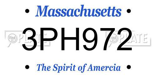 3PH972 Massachusetts License Plate