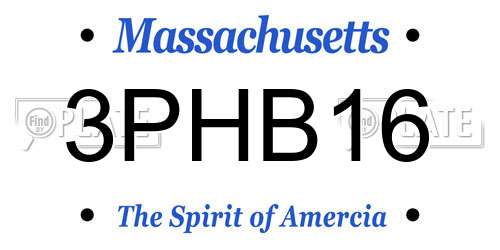 3PHB16 Massachusetts License Plate