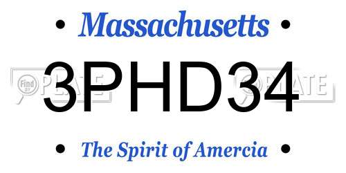 3PHD34 Massachusetts License Plate