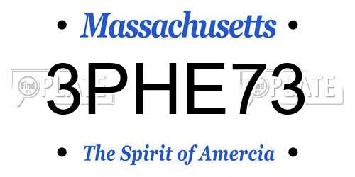 3PHE73 Massachusetts License Plate