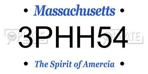 3PHH54 Massachusetts License Plate