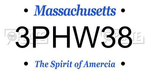 3PHW38 Massachusetts License Plate