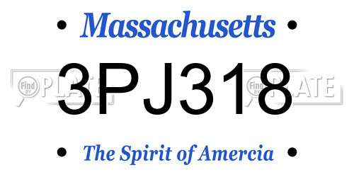 3PJ318 Massachusetts License Plate