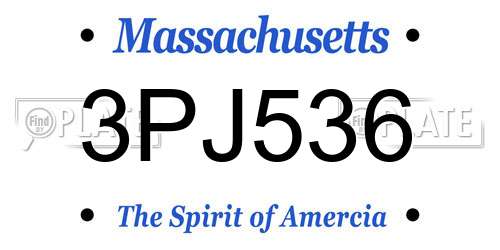 3PJ536 Massachusetts License Plate