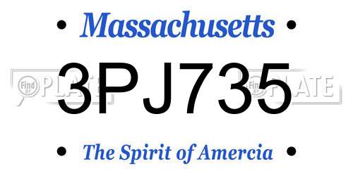 3PJ735 Massachusetts License Plate