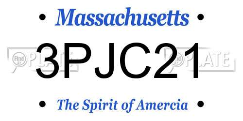 3PJC21 Massachusetts License Plate