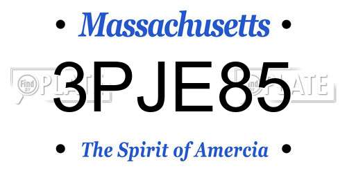3PJE85 Massachusetts License Plate